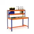 Établi avec étagère et repose-pieds bleu et orange tablette aggloméré